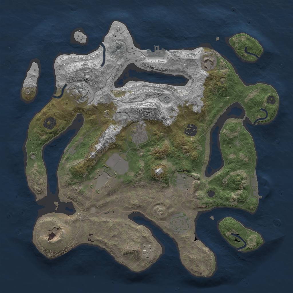 Rust Map: Procedural Map, Size: 3500, Seed: 1410938270, 14 Monuments