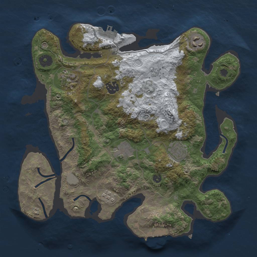 Rust Map: Procedural Map, Size: 3000, Seed: 1441133106, 15 Monuments