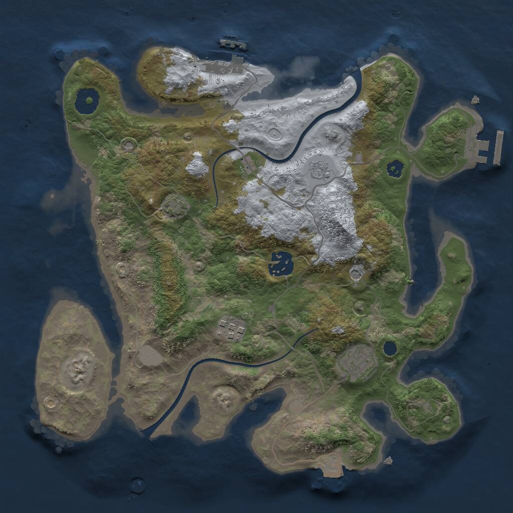 Rust Map: Procedural Map, Size: 3000, Seed: 1441133106, 9 Monuments