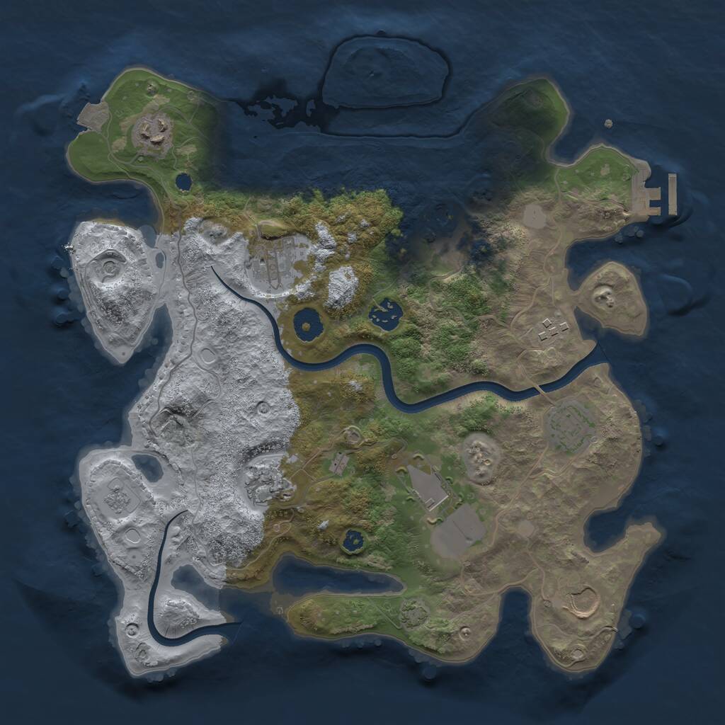 Rust Map: Procedural Map, Size: 3500, Seed: 19940704, 14 Monuments