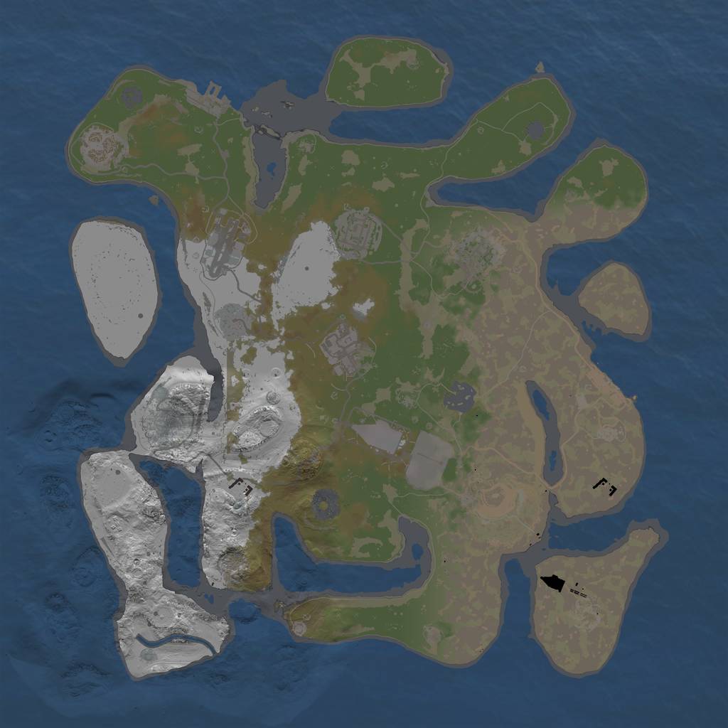 Rust Map: Procedural Map, Size: 3500, Seed: 19940704, 14 Monuments