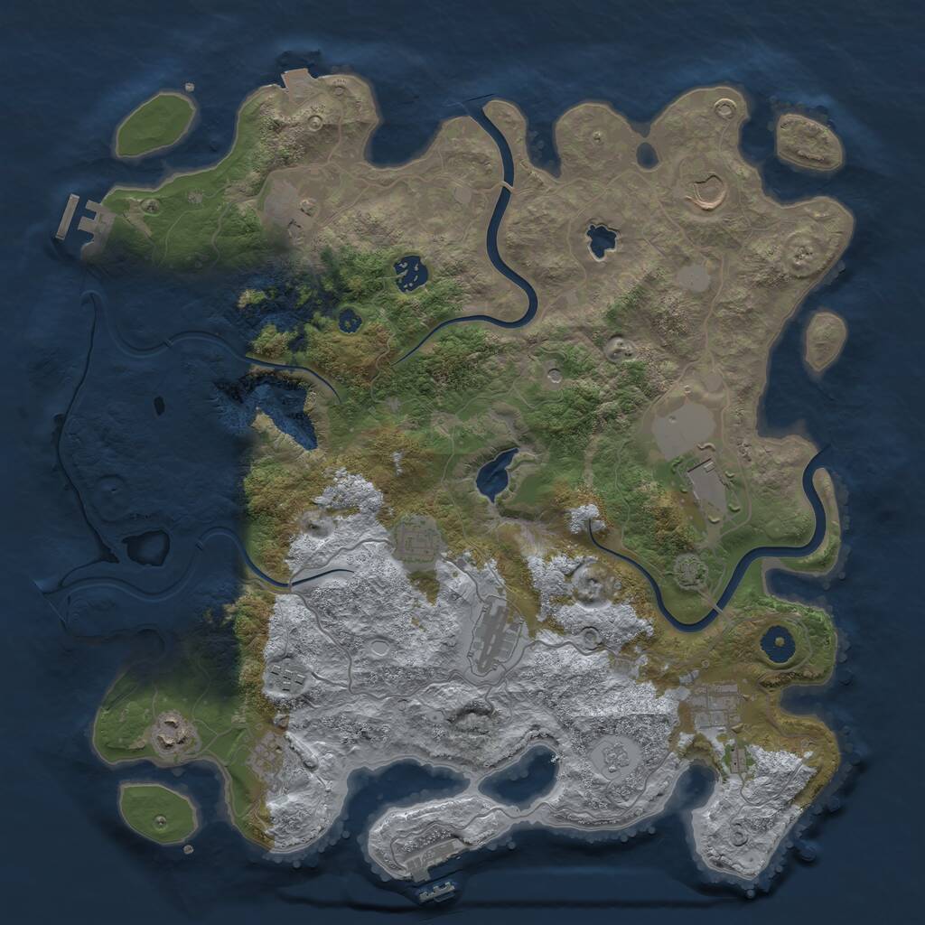 Rust Map: Procedural Map, Size: 4000, Seed: 7074304, 16 Monuments