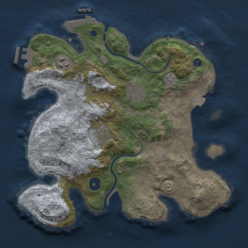 Rust Map: Procedural Map, Size: 3000, Seed: 7834674, 10 Monuments