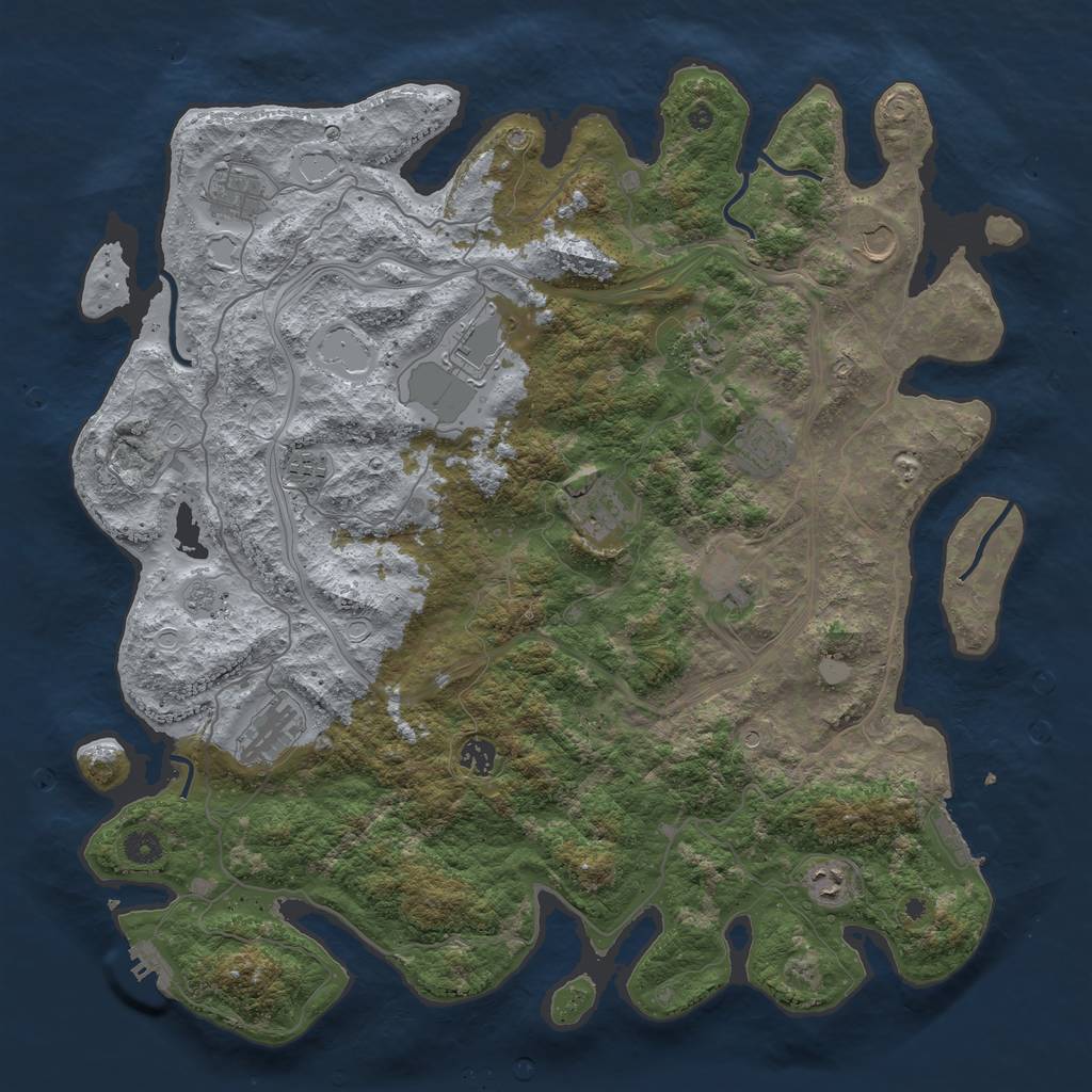 Rust Map: Procedural Map, Size: 4500, Seed: 1356399103, 20 Monuments