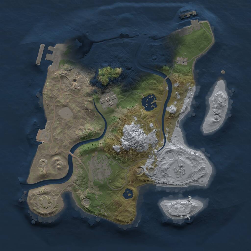 Rust Map: Procedural Map, Size: 2400, Seed: 12878, 8 Monuments