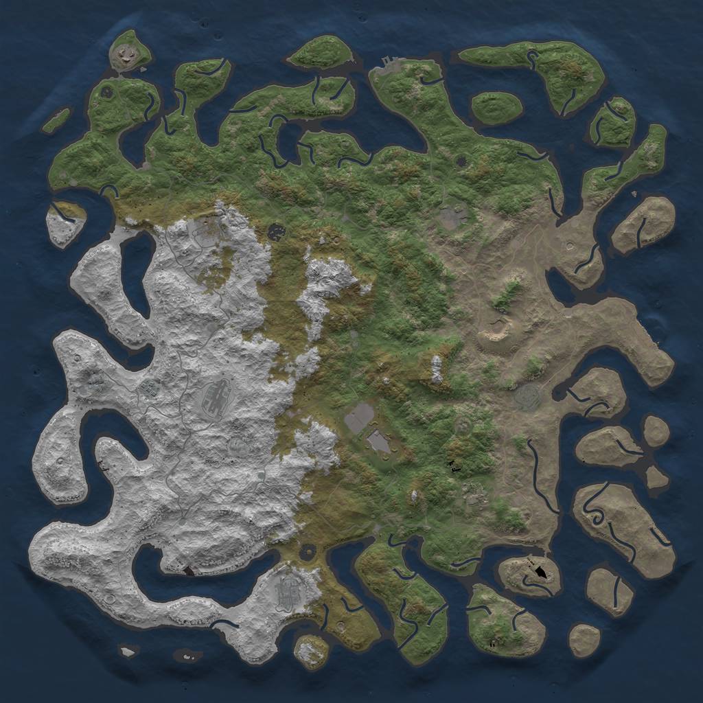 Rust Map: Procedural Map, Size: 6000, Seed: 8325656, 16 Monuments