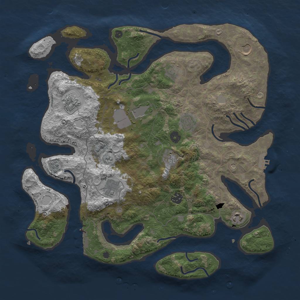 Rust Map: Procedural Map, Size: 4000, Seed: 1555555557, 18 Monuments