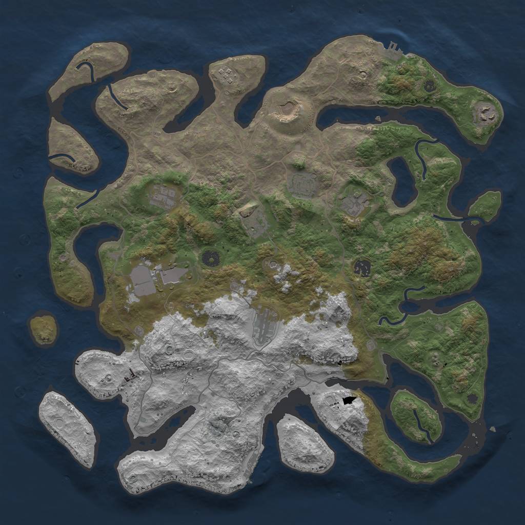 Rust Map: Procedural Map, Size: 4500, Seed: 369443, 21 Monuments