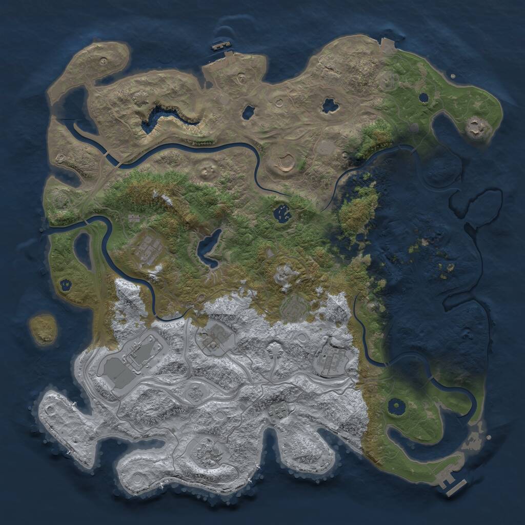 Rust Map: Procedural Map, Size: 4500, Seed: 369443, 16 Monuments