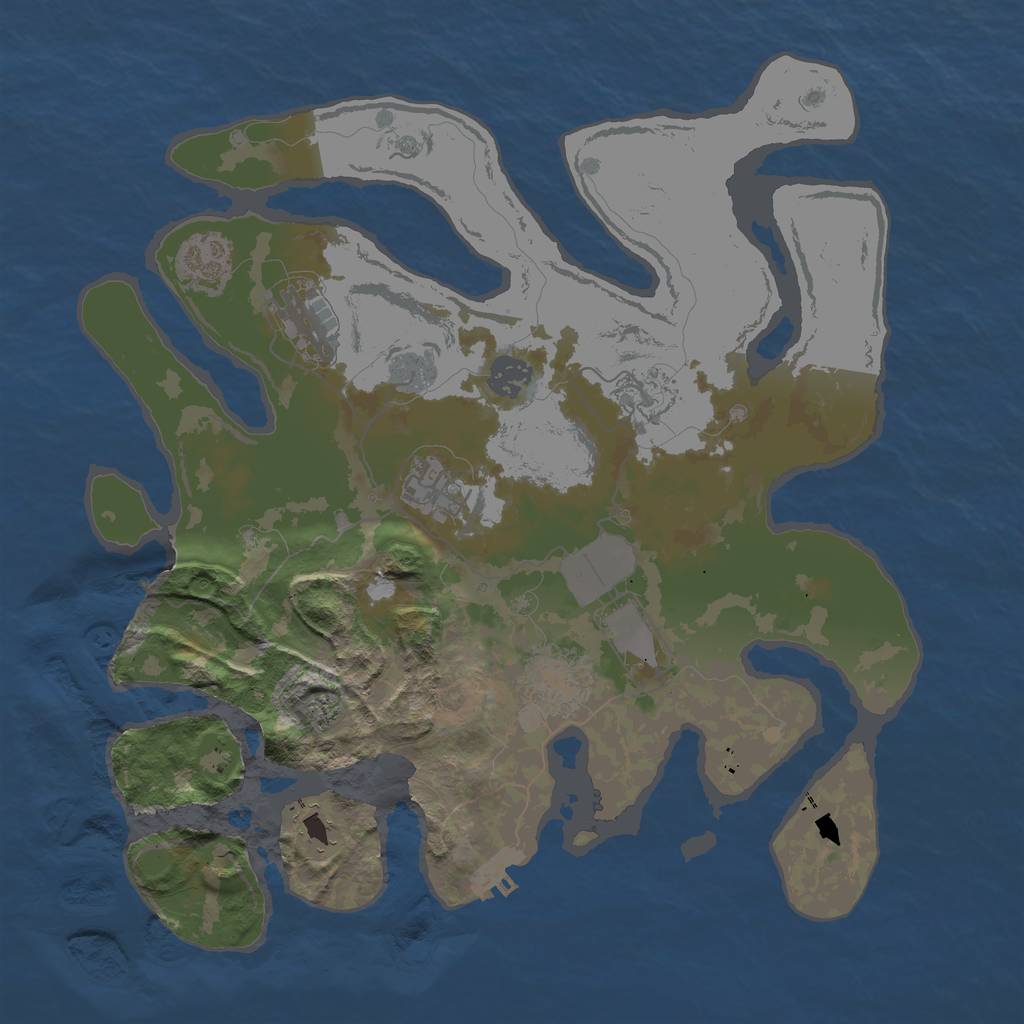 Rust Map: Barren, Size: 3600, Seed: 8542621, 14 Monuments
