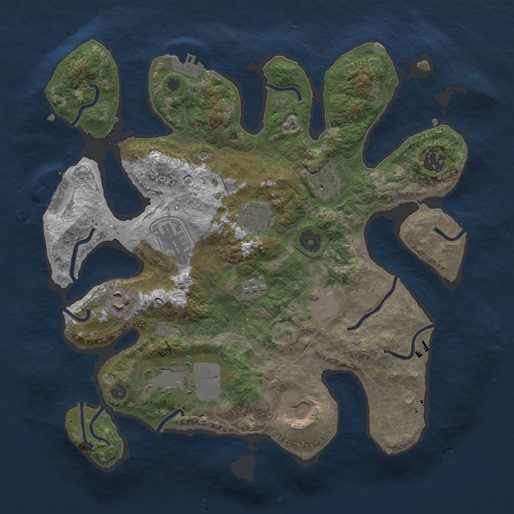 Rust Map: Procedural Map, Size: 3500, Seed: 377561661, 14 Monuments