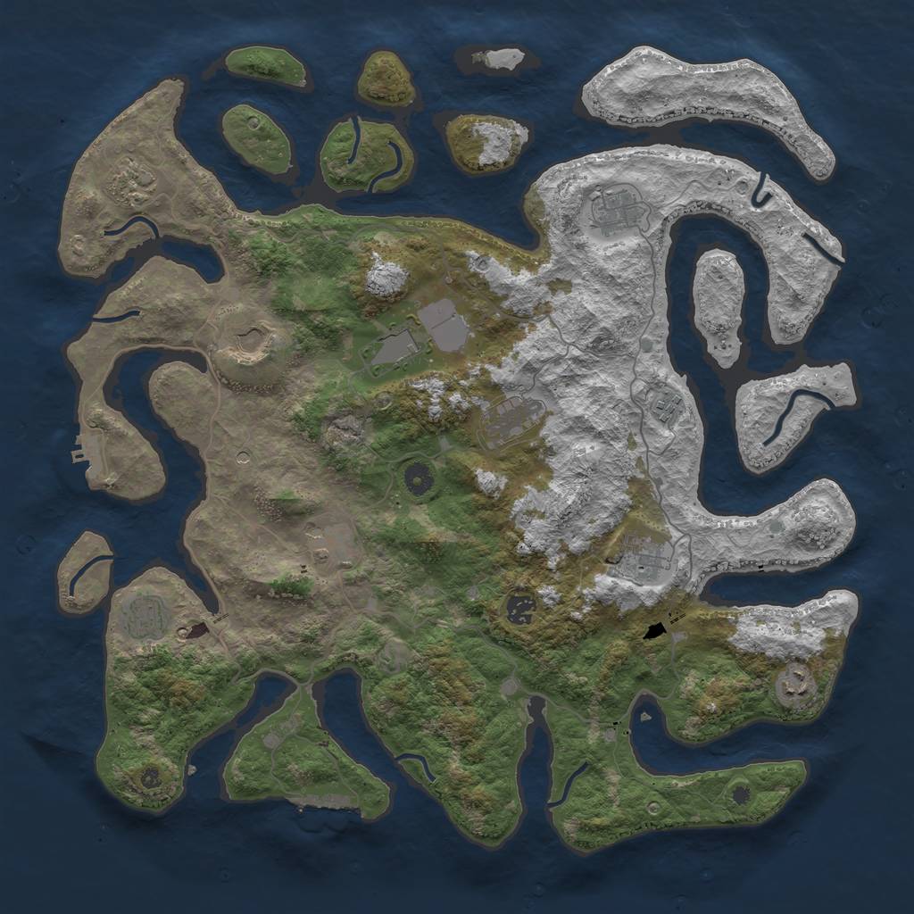 Rust Map: Procedural Map, Size: 4500, Seed: 230, 16 Monuments