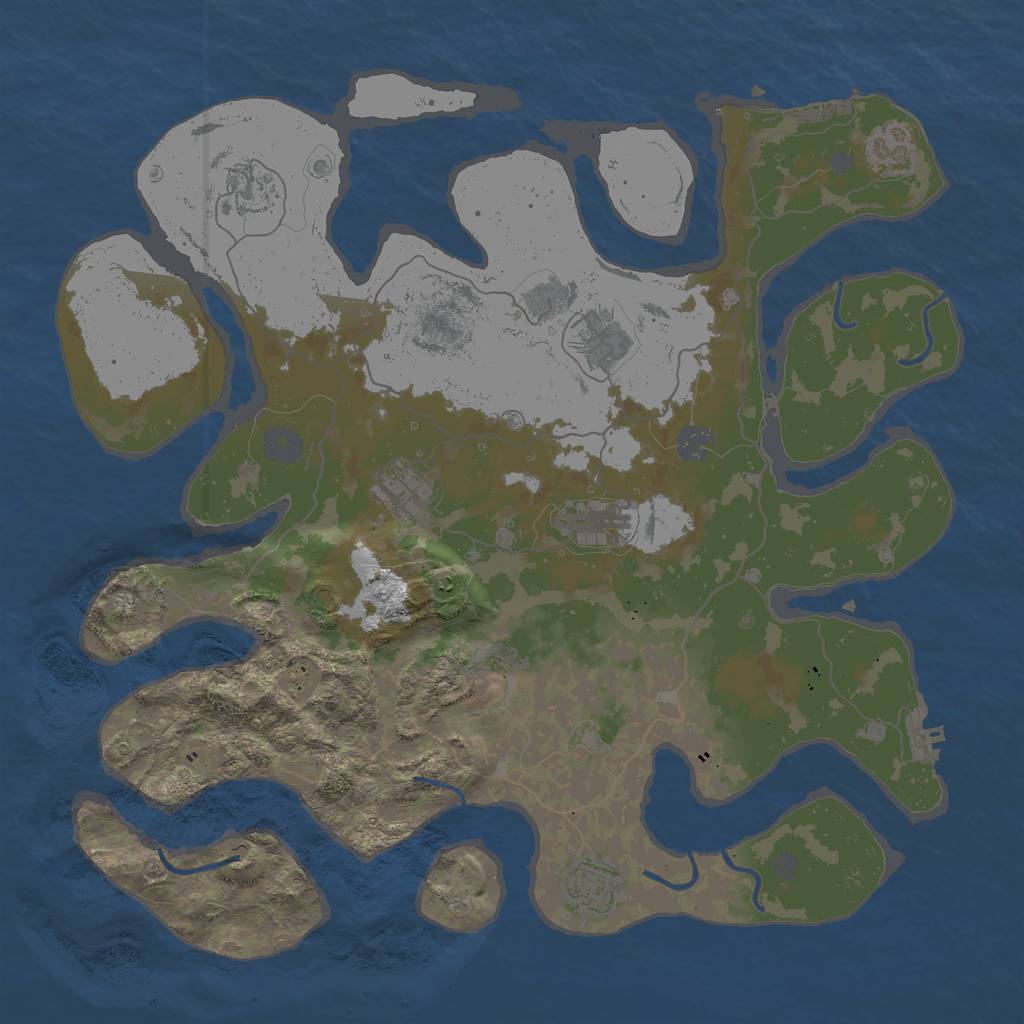 Rust Map: Procedural Map, Size: 4000, Seed: 1072389791, 14 Monuments