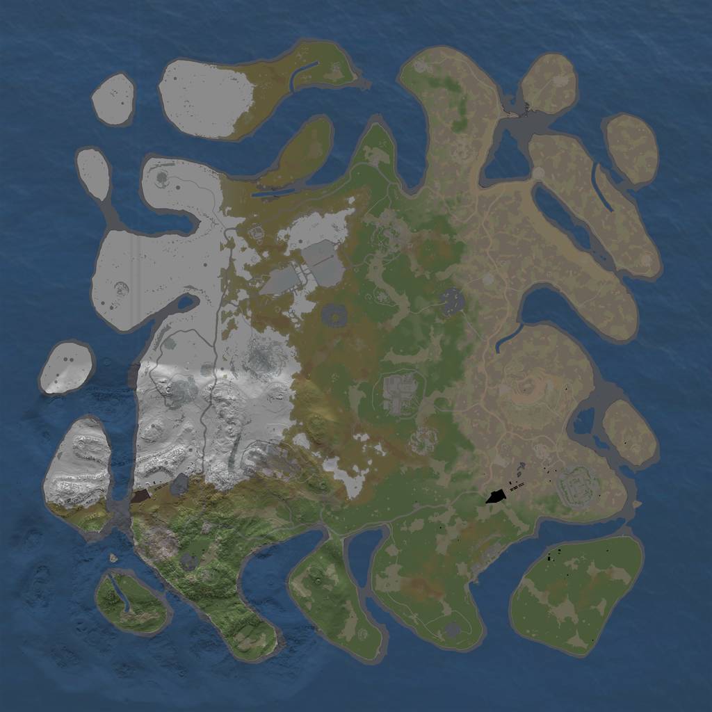 Rust Map: Procedural Map, Size: 4000, Seed: 1374825187, 13 Monuments