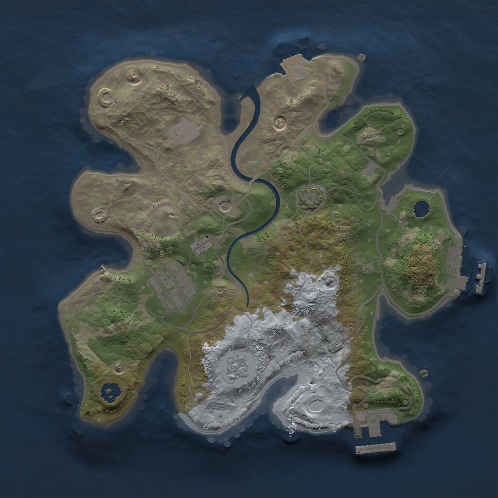 Rust Map: Procedural Map, Size: 2500, Seed: 54354, 7 Monuments