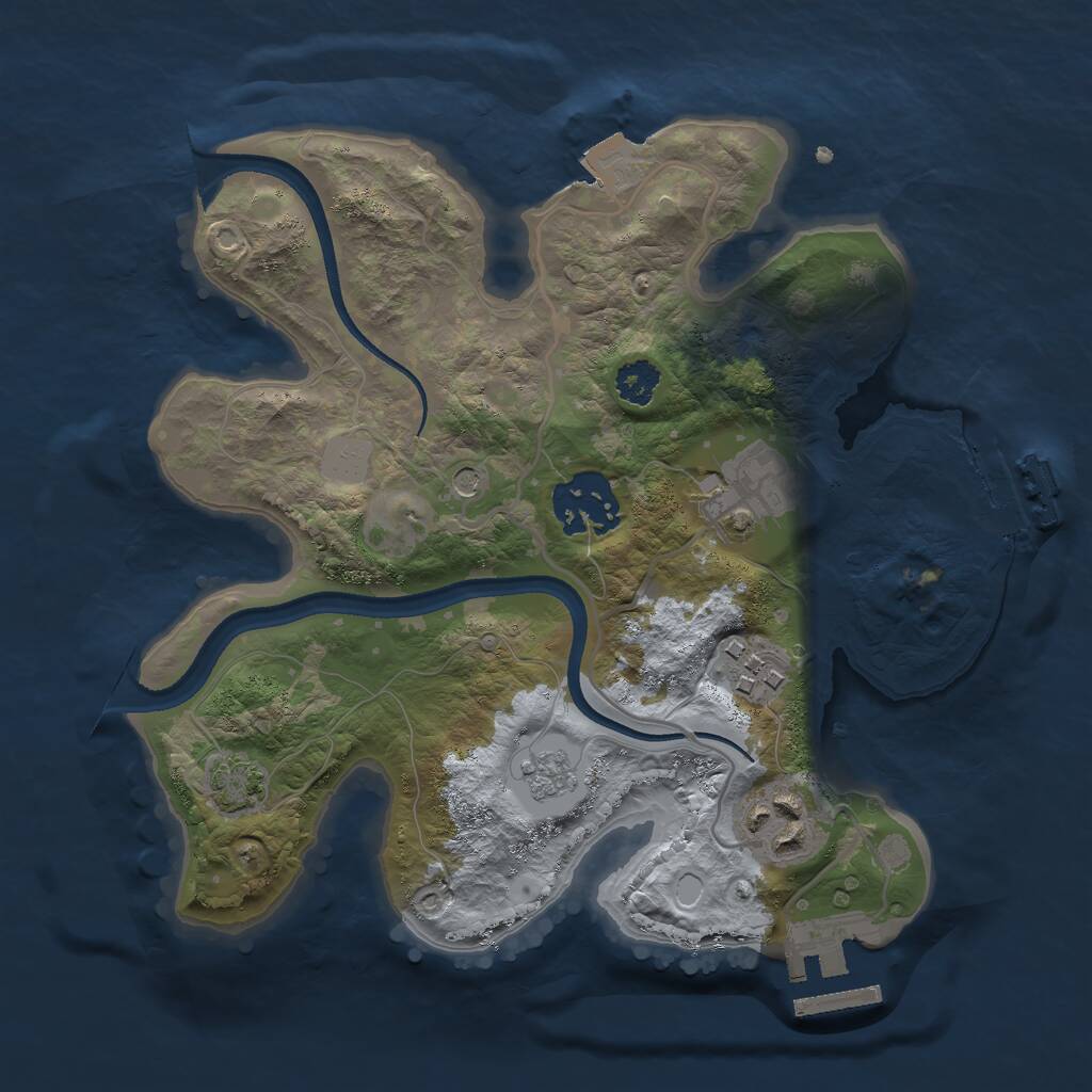 Rust Map: Procedural Map, Size: 2500, Seed: 54354, 10 Monuments