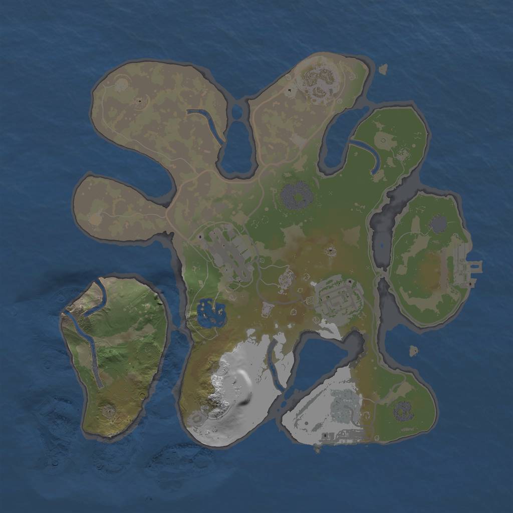 Rust Map: Procedural Map, Size: 2500, Seed: 54354, 10 Monuments