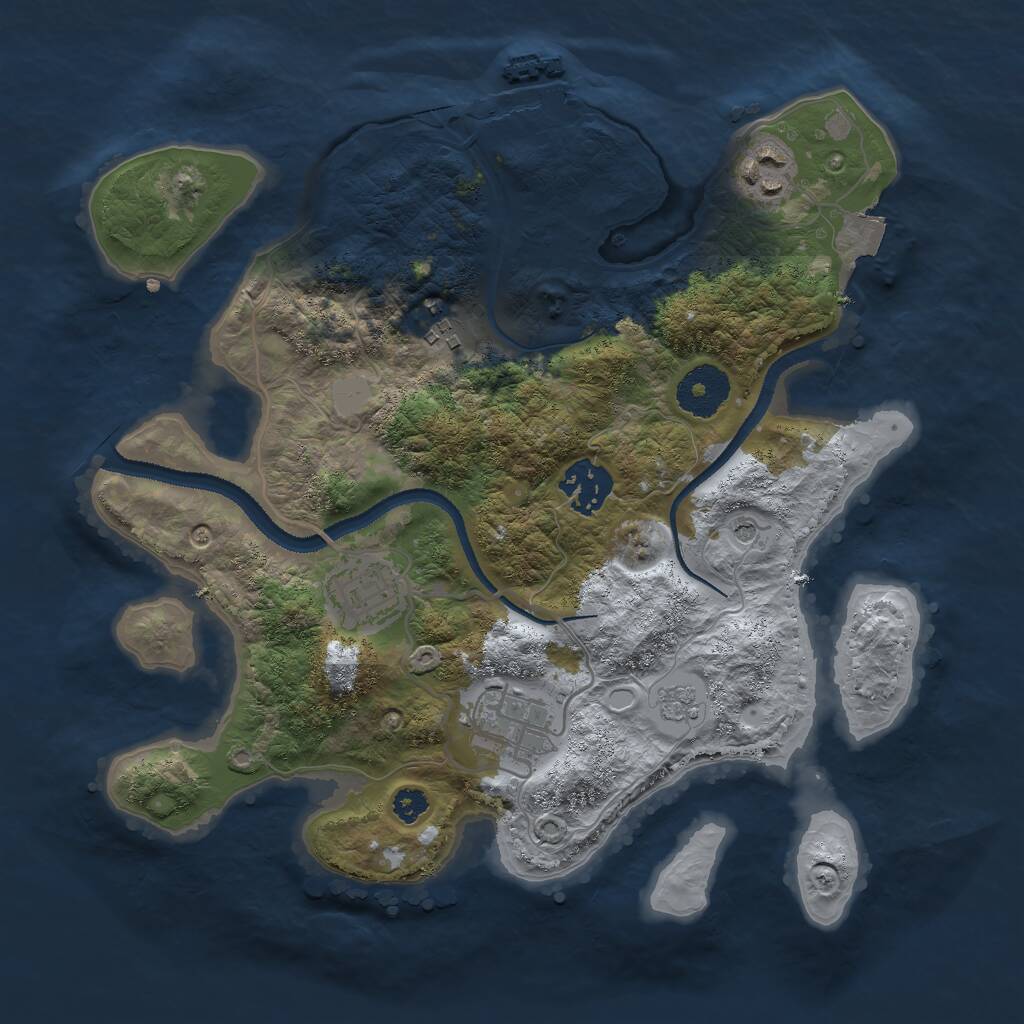 Rust Map: Procedural Map, Size: 3000, Seed: 1453947829, 9 Monuments