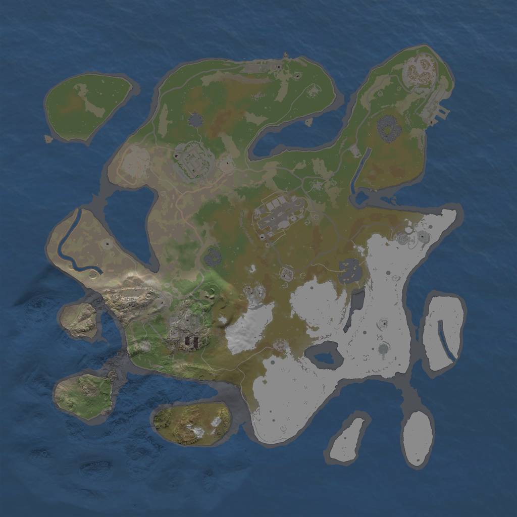 Rust Map: Procedural Map, Size: 3000, Seed: 1453947829, 11 Monuments