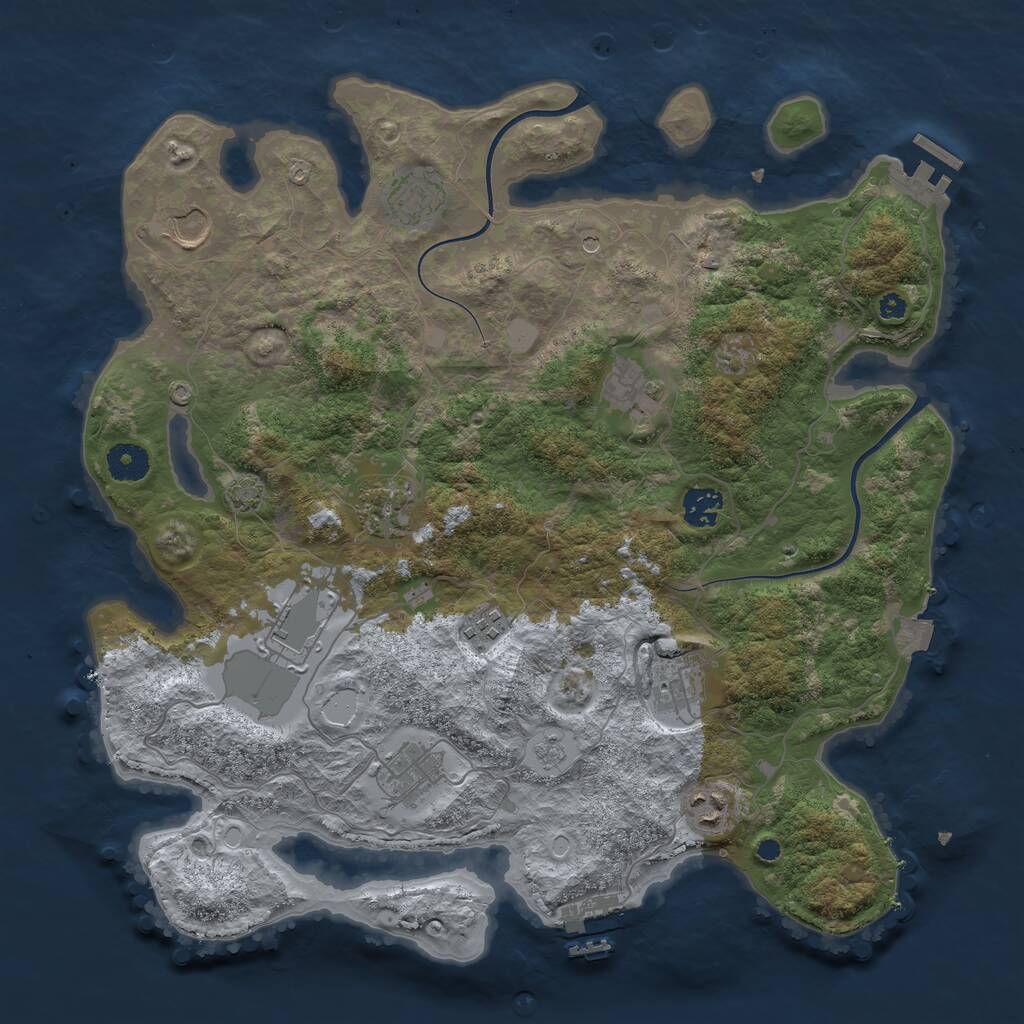 Rust Map: Procedural Map, Size: 3800, Seed: 11105, 16 Monuments