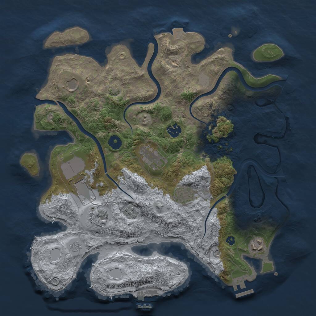 Rust Map: Procedural Map, Size: 3500, Seed: 786243653, 14 Monuments