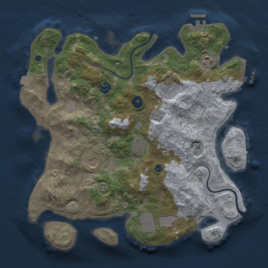 Rust Map: Procedural Map, Size: 3500, Seed: 1454148663, 12 Monuments