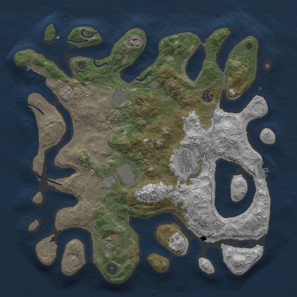 Rust Map: Procedural Map, Size: 4000, Seed: 128723264, 16 Monuments