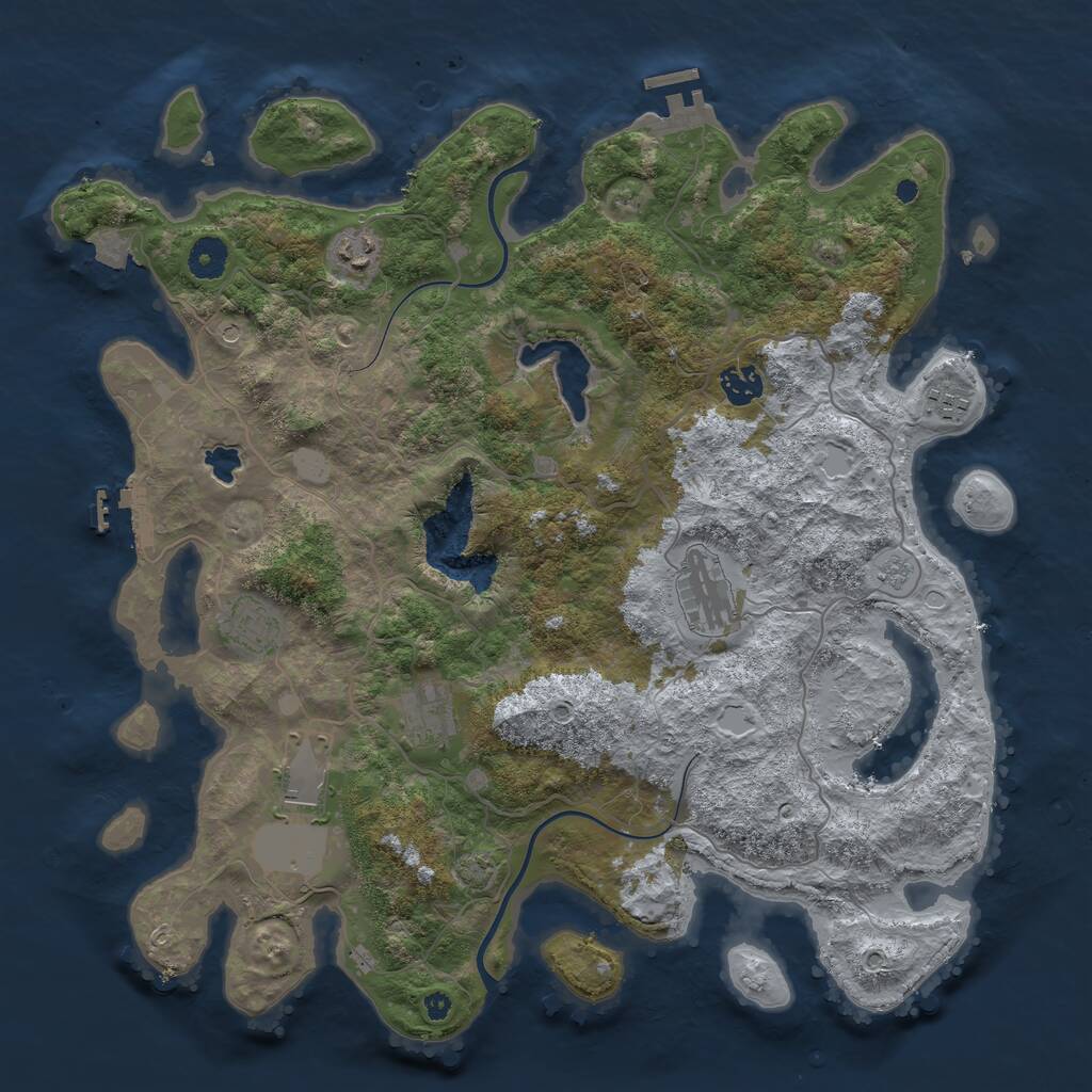 Rust Map: Procedural Map, Size: 4000, Seed: 128723264, 13 Monuments