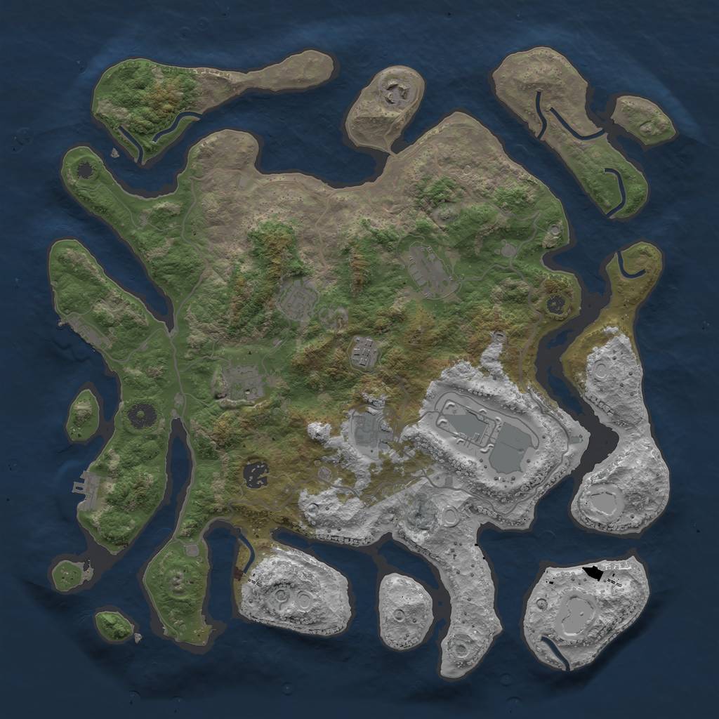 Rust Map: Procedural Map, Size: 4000, Seed: 302800685, 19 Monuments