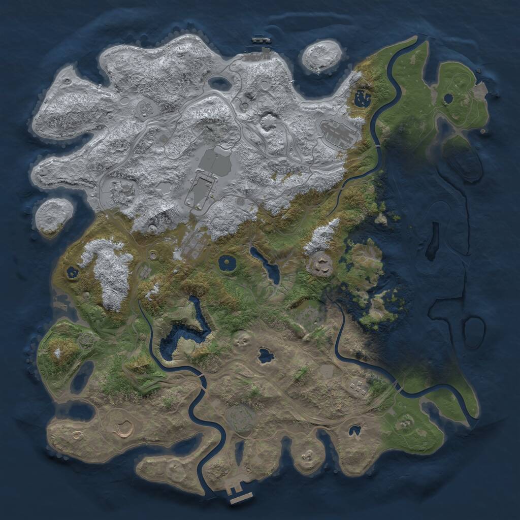 Rust Map: Procedural Map, Size: 4500, Seed: 3704, 16 Monuments
