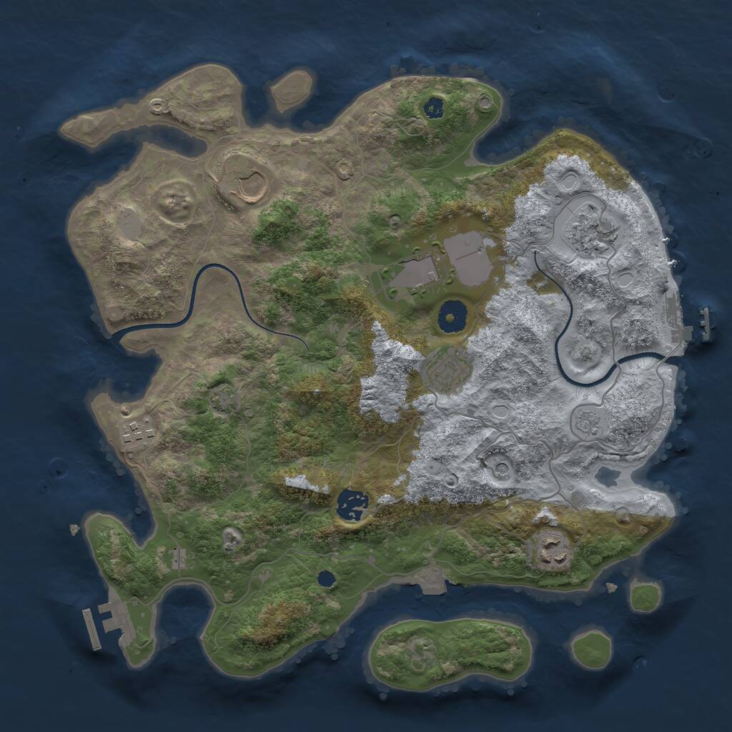 Rust Map: Procedural Map, Size: 3500, Seed: 345550, 13 Monuments