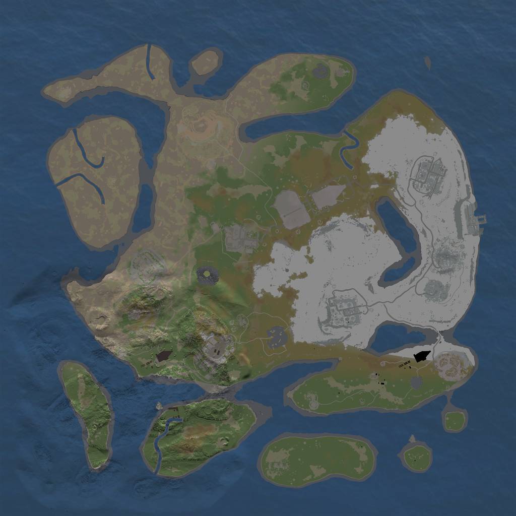 Rust Map: Procedural Map, Size: 3500, Seed: 345550, 14 Monuments