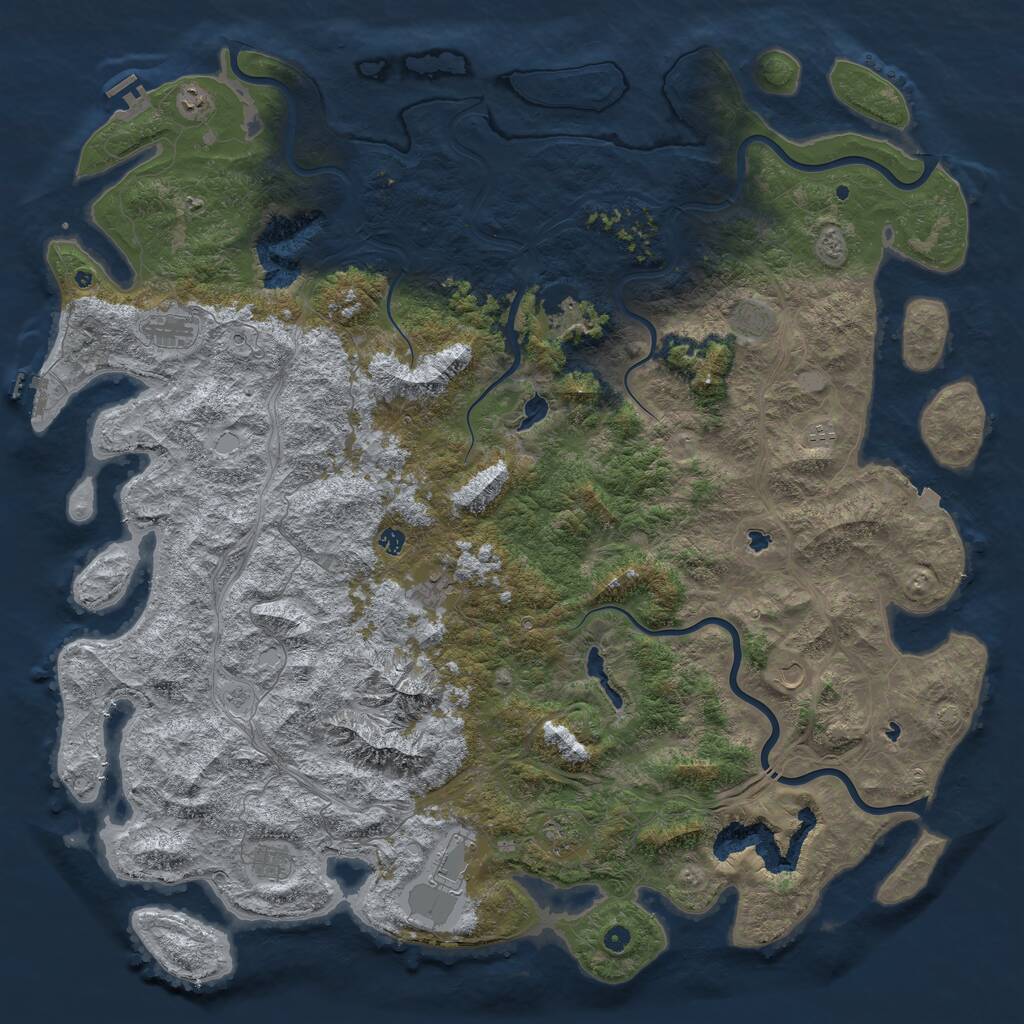 Rust Map: Procedural Map, Size: 6000, Seed: 373401533, 17 Monuments