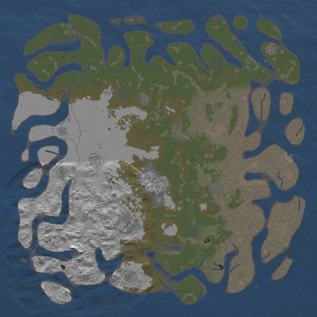 Rust Map: Procedural Map, Size: 6000, Seed: 373401533, 16 Monuments