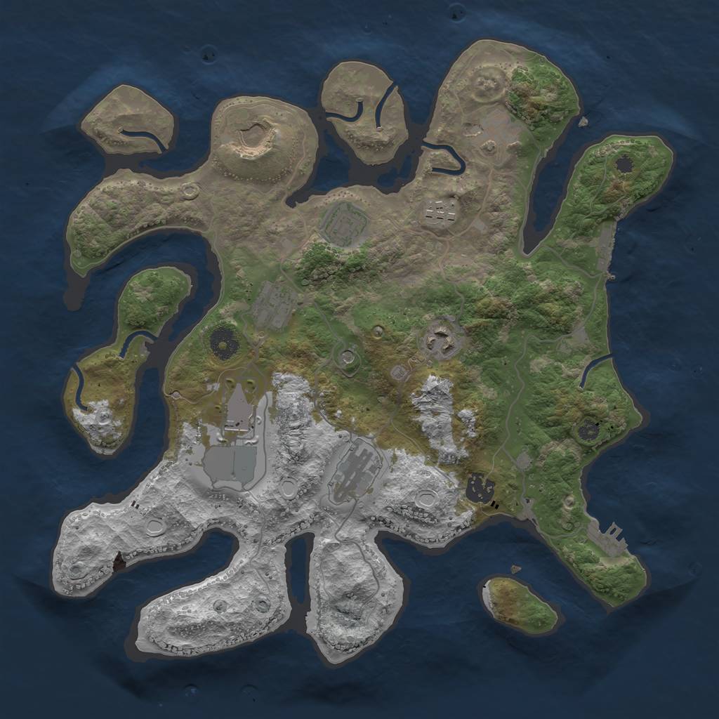 Rust Map: Procedural Map, Size: 3600, Seed: 8542619, 17 Monuments