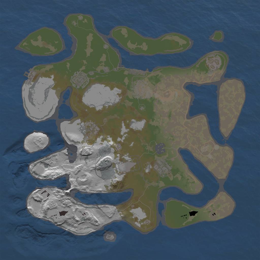 Rust Map: Barren, Size: 3500, Seed: 146454, 13 Monuments