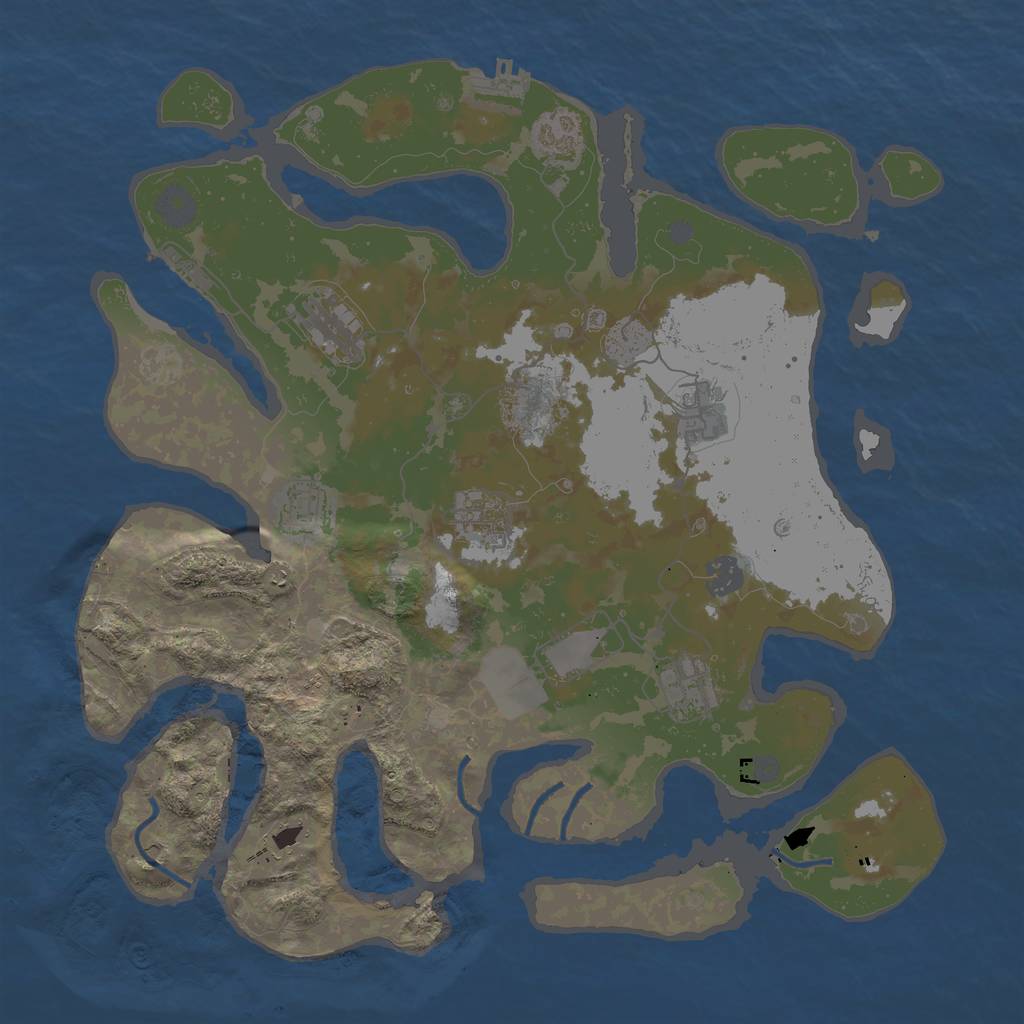 Rust Map: Procedural Map, Size: 3800, Seed: 916023, 15 Monuments