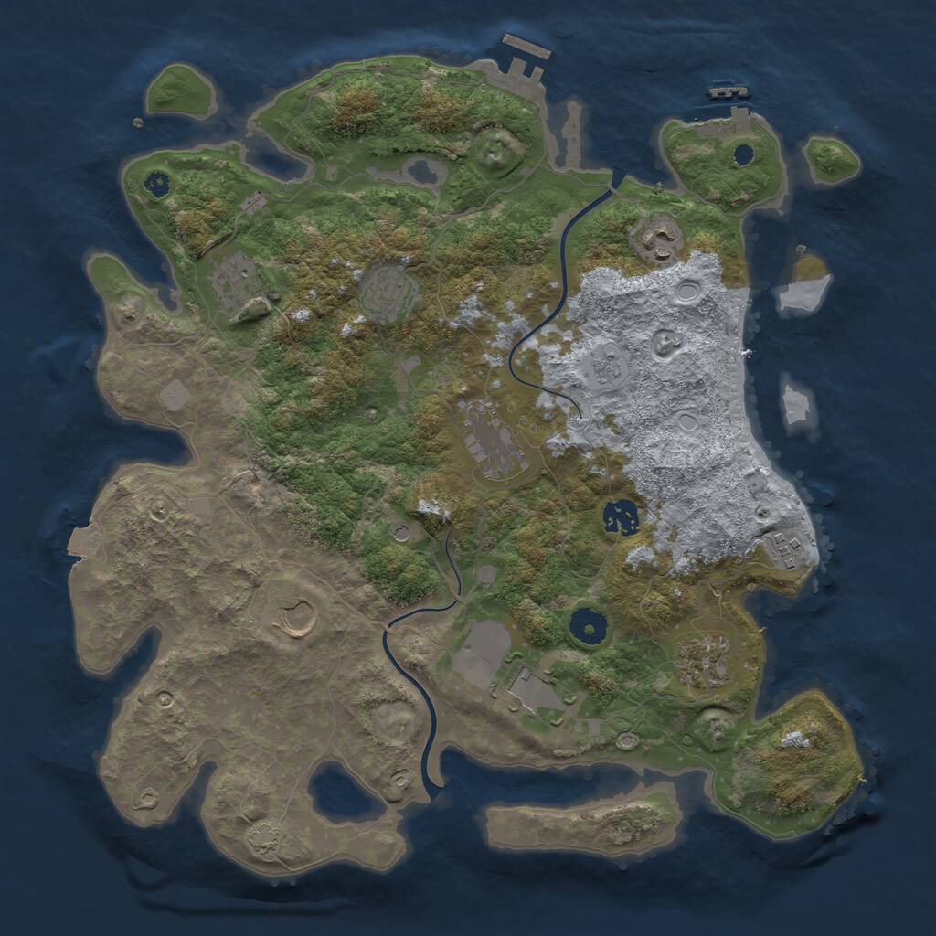 Rust Map: Procedural Map, Size: 3800, Seed: 916023, 15 Monuments
