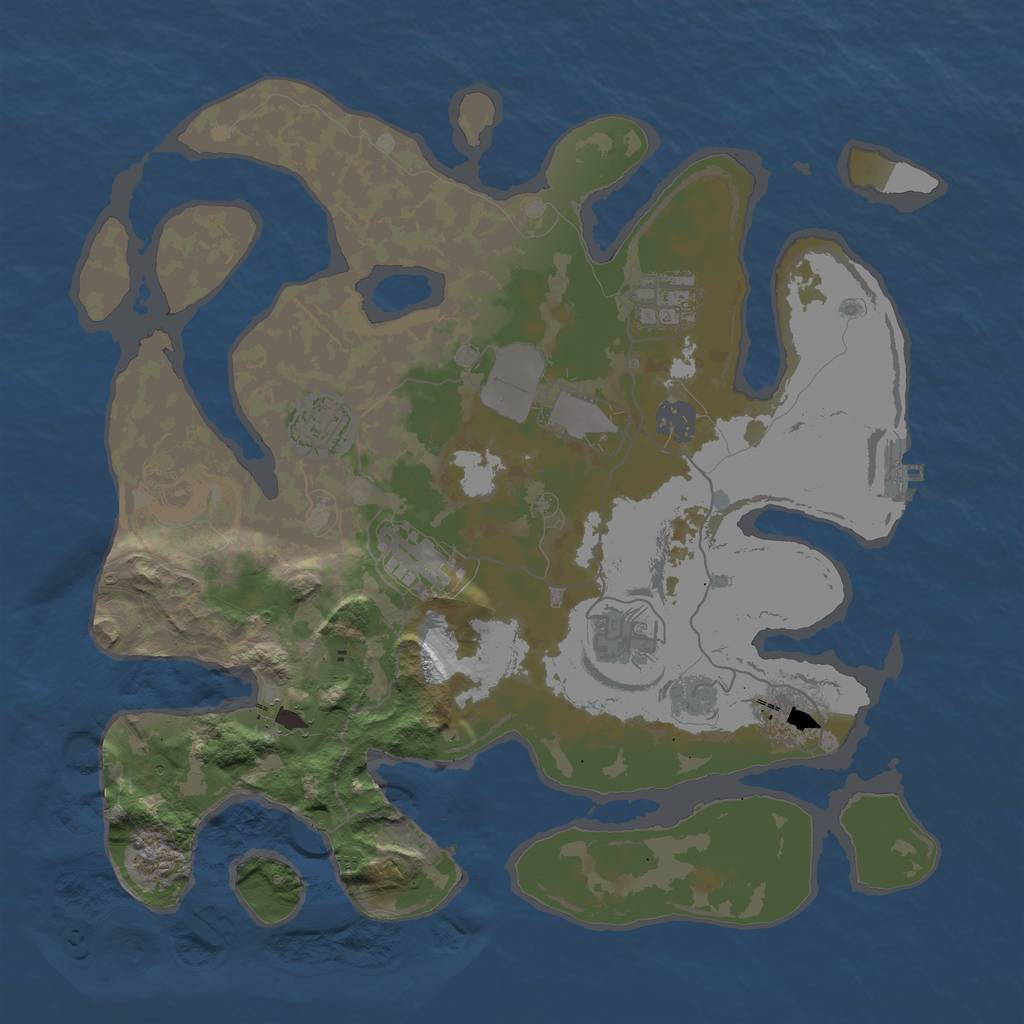 Rust Map: Barren, Size: 3600, Seed: 8542620, 14 Monuments