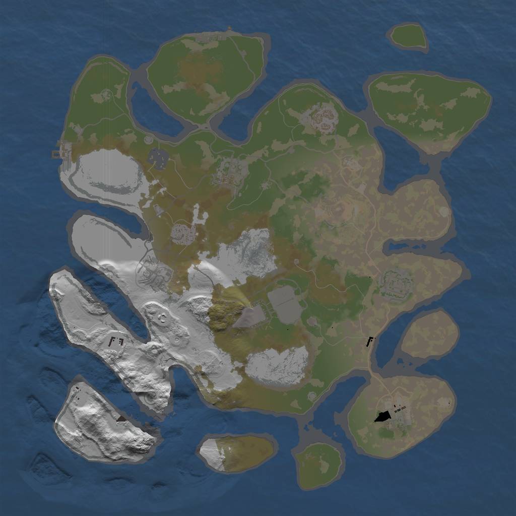 Rust Map: Barren, Size: 3600, Seed: 8542618, 14 Monuments