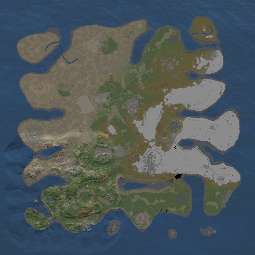 Rust Map: Procedural Map, Size: 3700, Seed: 1241319238, 16 Monuments