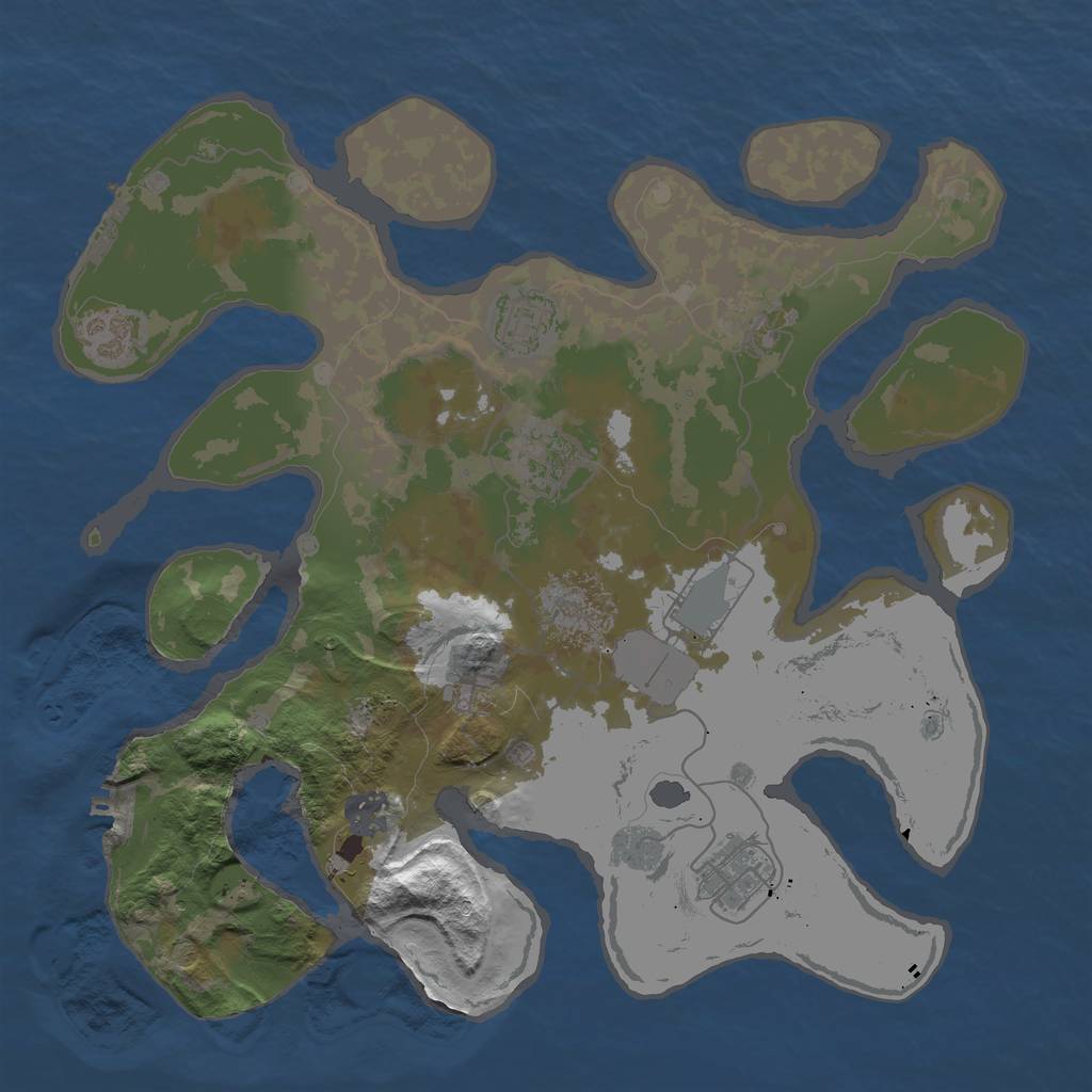 Rust Map: Barren, Size: 3500, Seed: 379410, 14 Monuments