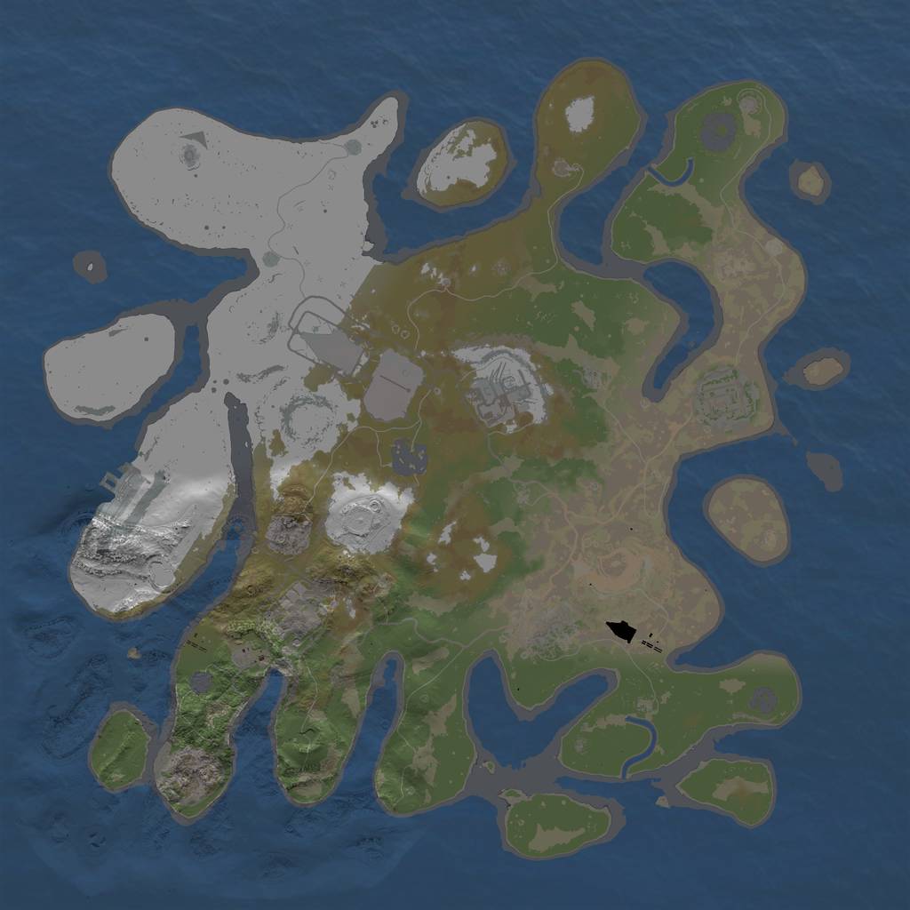 Rust Map: Procedural Map, Size: 3500, Seed: 889256, 12 Monuments