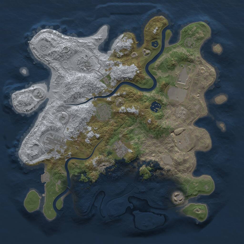 Rust Map: Procedural Map, Size: 3500, Seed: 889256, 13 Monuments
