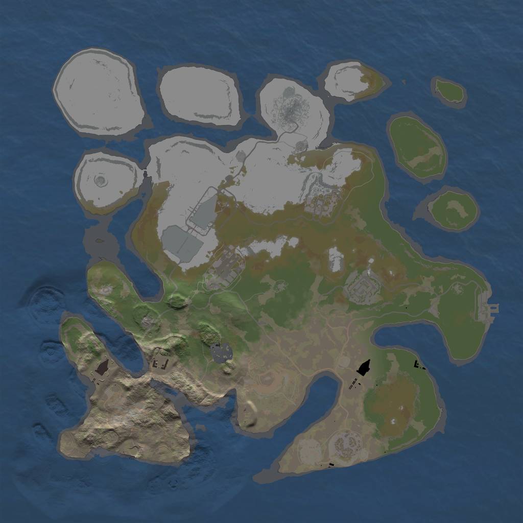 Rust Map: Barren, Size: 3500, Seed: 1123512, 13 Monuments