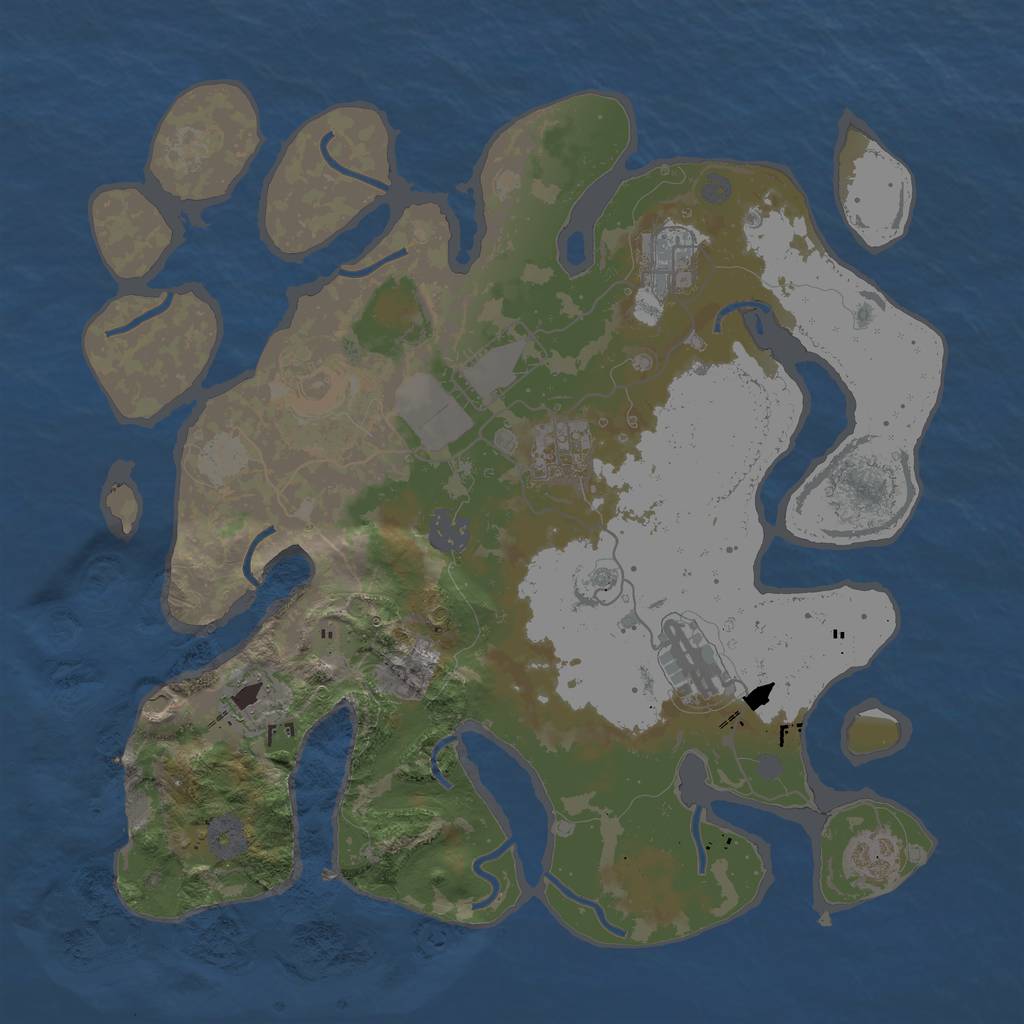 Rust Map: Procedural Map, Size: 3500, Seed: 569966, 14 Monuments