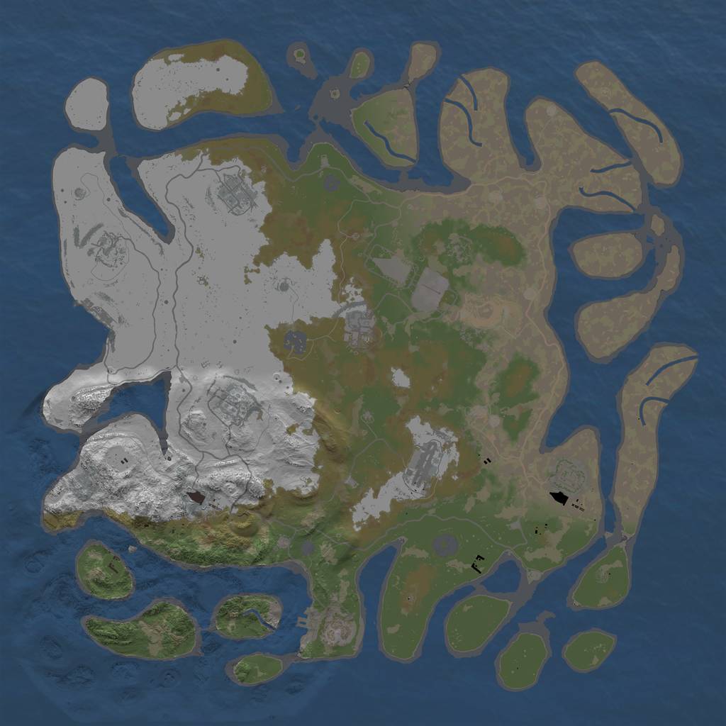 Rust Map: Procedural Map, Size: 4500, Seed: 229311294, 16 Monuments