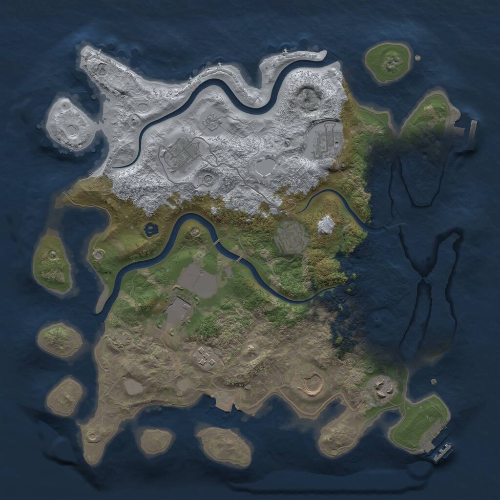 Rust Map: Procedural Map, Size: 3500, Seed: 345496, 13 Monuments