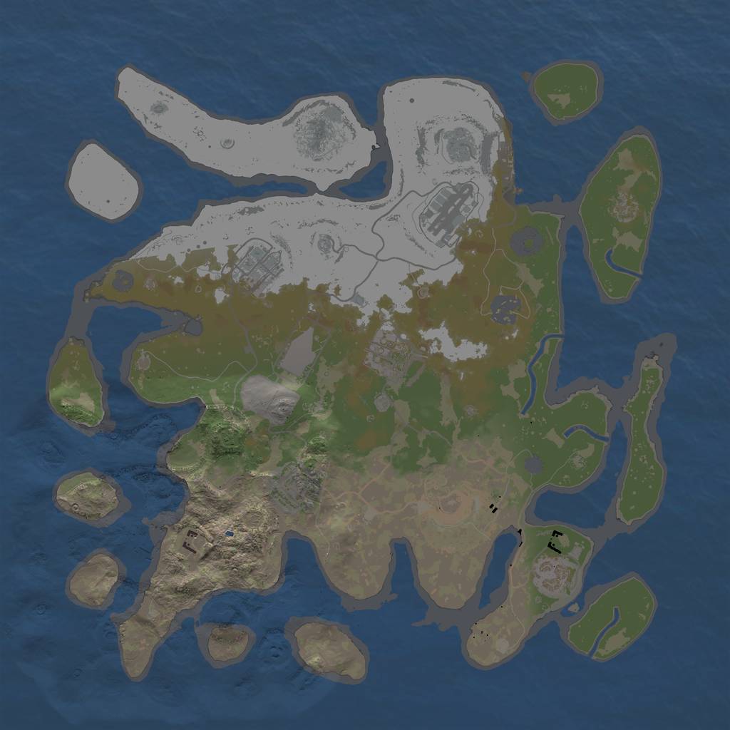 Rust Map: Procedural Map, Size: 3500, Seed: 345496, 14 Monuments