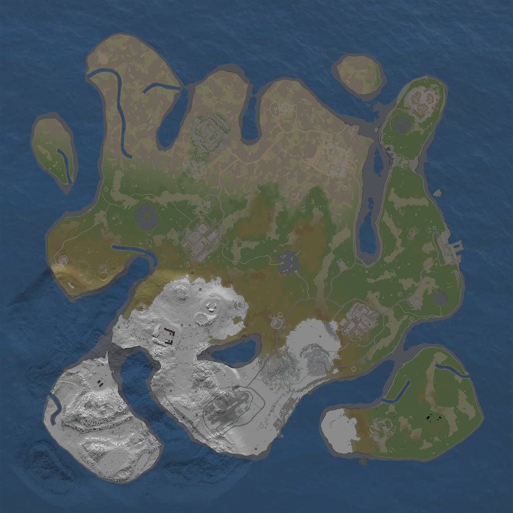 Rust Map: Procedural Map, Size: 3250, Seed: 2147483647, 13 Monuments